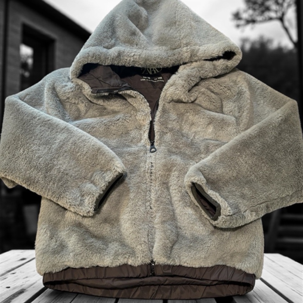 Zara Kids Tan Faux Fur Jacket